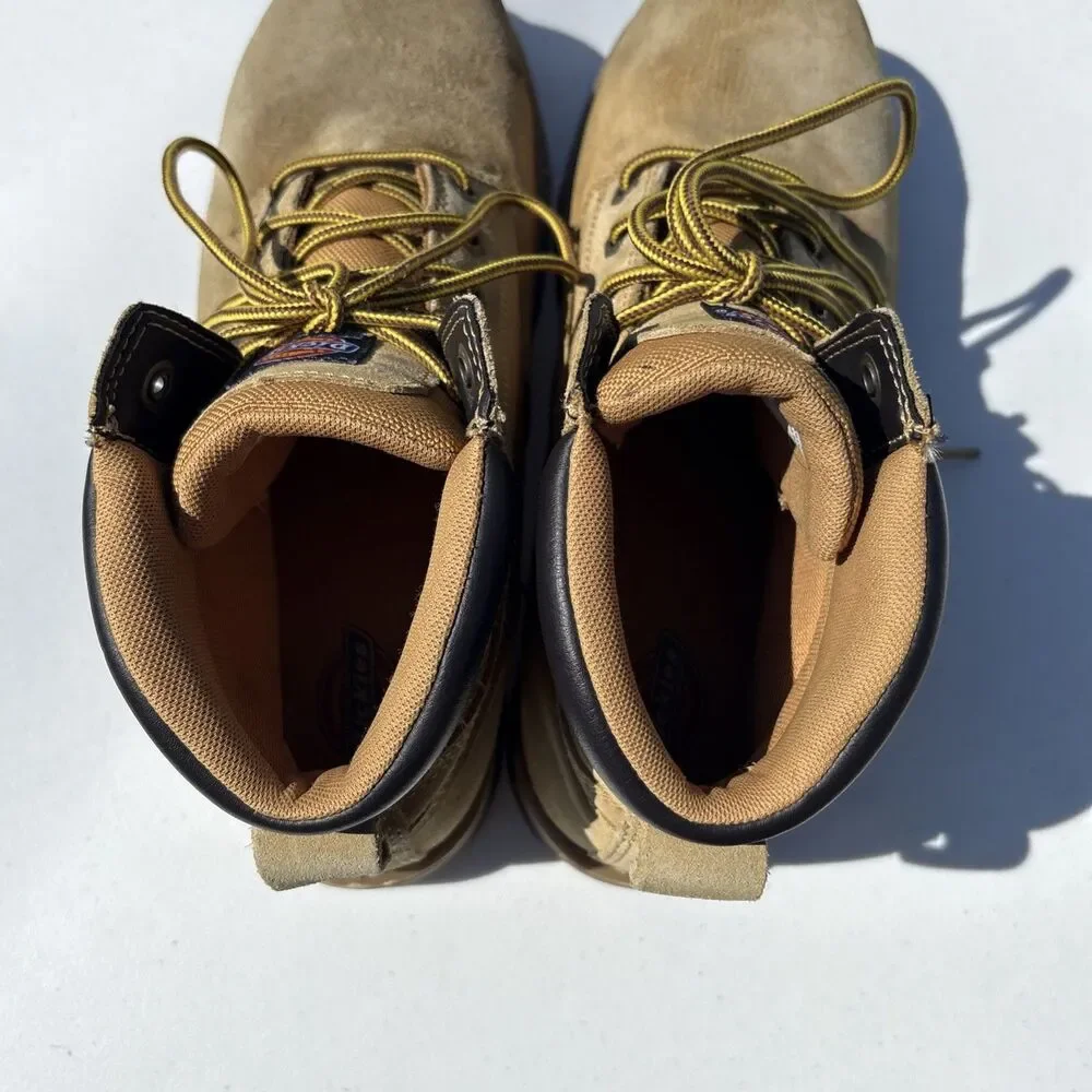 Dickies Work Boots Mens 11 W Tan Brown Steel Toe Suede Oil Resistant Lace Up